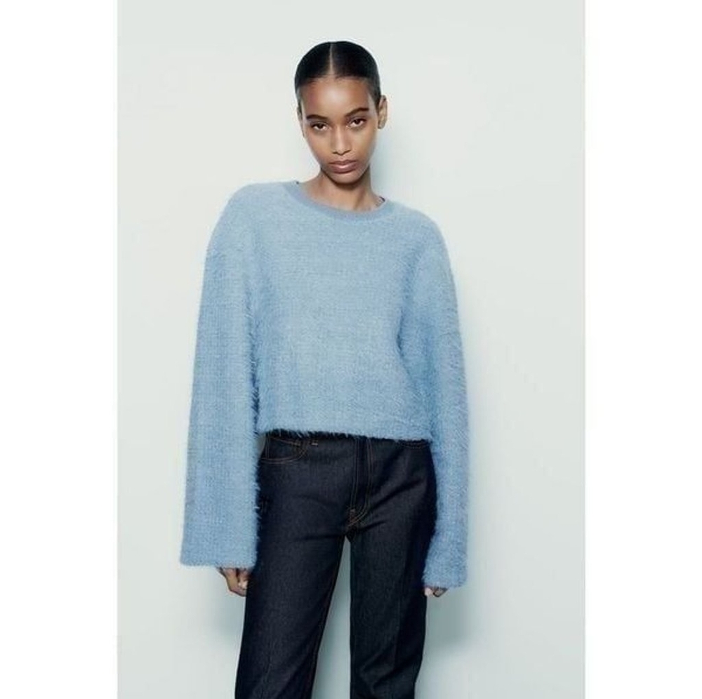 Zara Small Fuzzy Blue Sweater